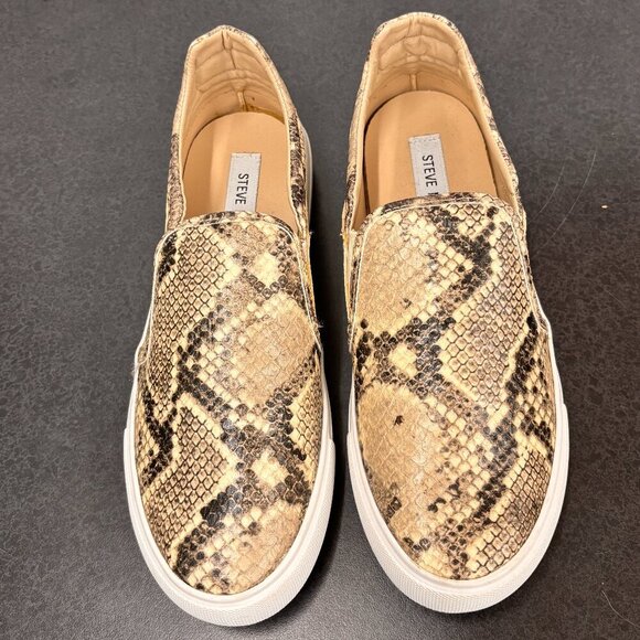 Steve Madden Gills Natural Faux Snake Slip-On Sneakers Women's Loafers Size 7.5 - Picture 2 of 10